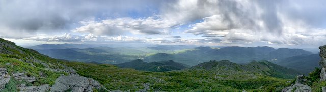 Expansive ridge view looking north toward Randolph Valley and distant hills.