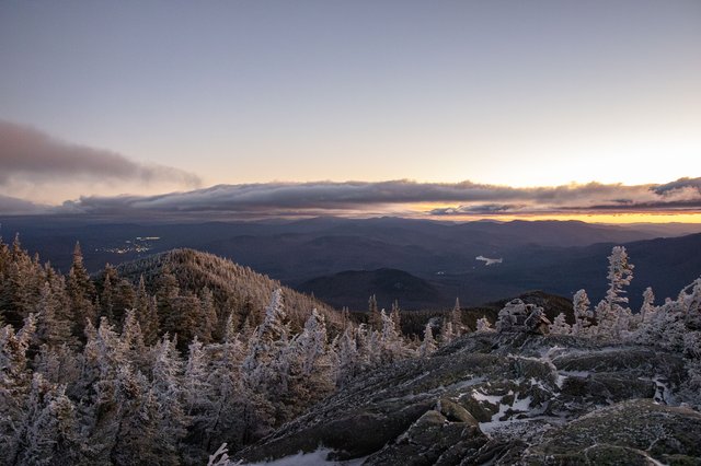 Morning light illuminating the rocky crest of the Third Howk.